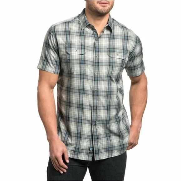 Kuhl Response Shirt Men Size Large Short Sleeve Button Down Plaid Outdoor Casual - Picture 1 of 15